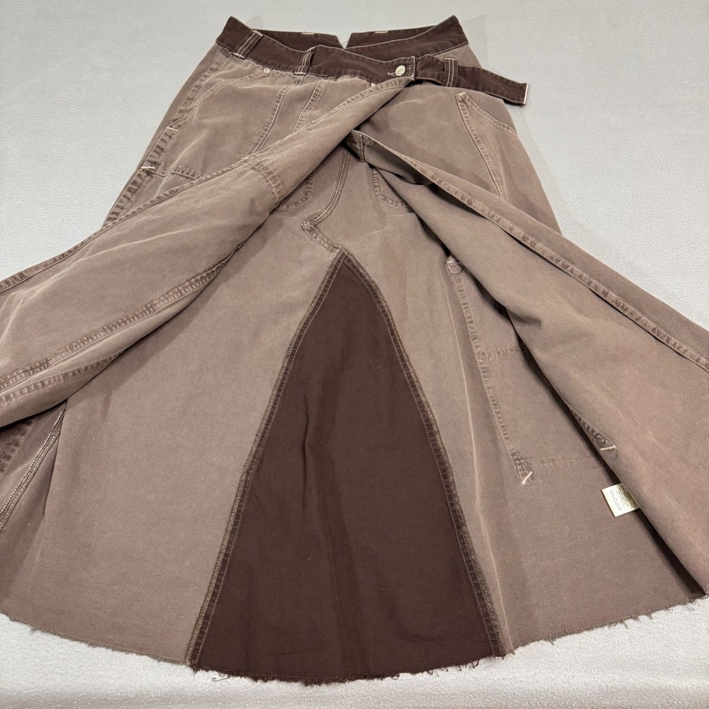 We The Free Daria Maxi Skirt Women 8 Brown Utility Wrap Western Buckle Back - Picture 5 of 10